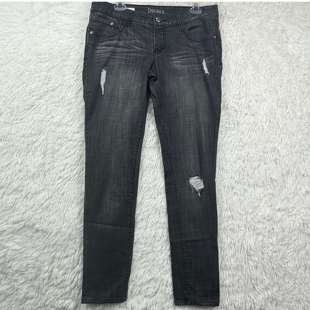 Decree Black Distressed Skinny Jeans Size 11